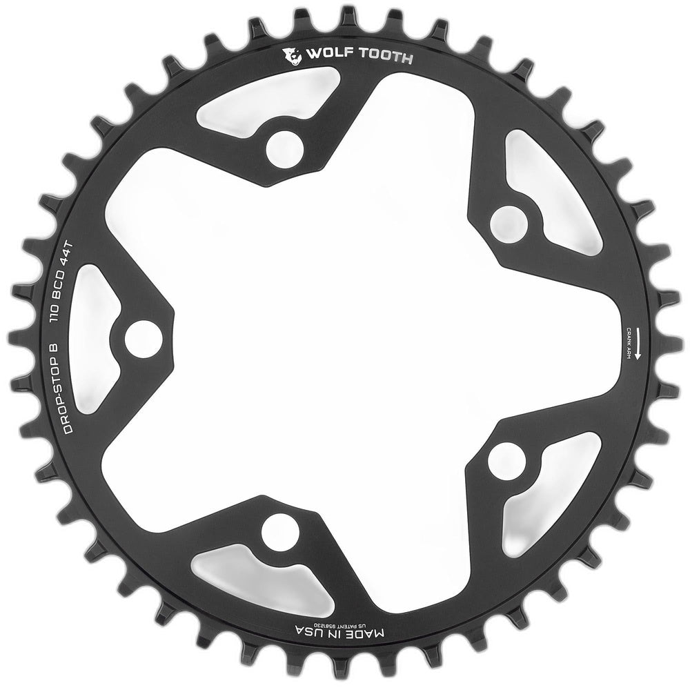 Wolf Tooth Gravel/Cyclocross Chainring, 110BCD 44T - Black  NLS
