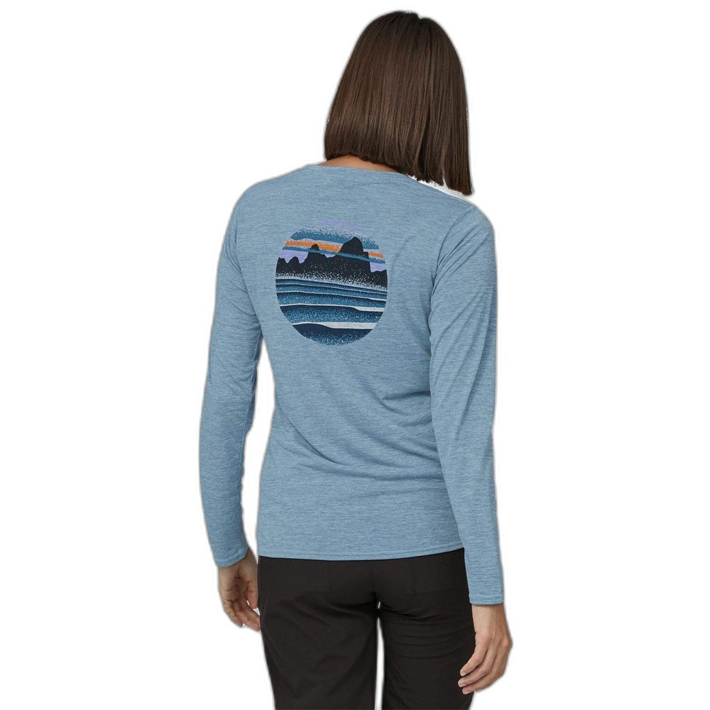 W's L/S Cap Cool Daily Graphic Shirt - Waters Swelldrifter: Wetland Blue X-Dye S