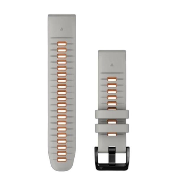 Garmin QuickFit® 22 Watch Bands, Fog Gray/Ember Orange Silicone