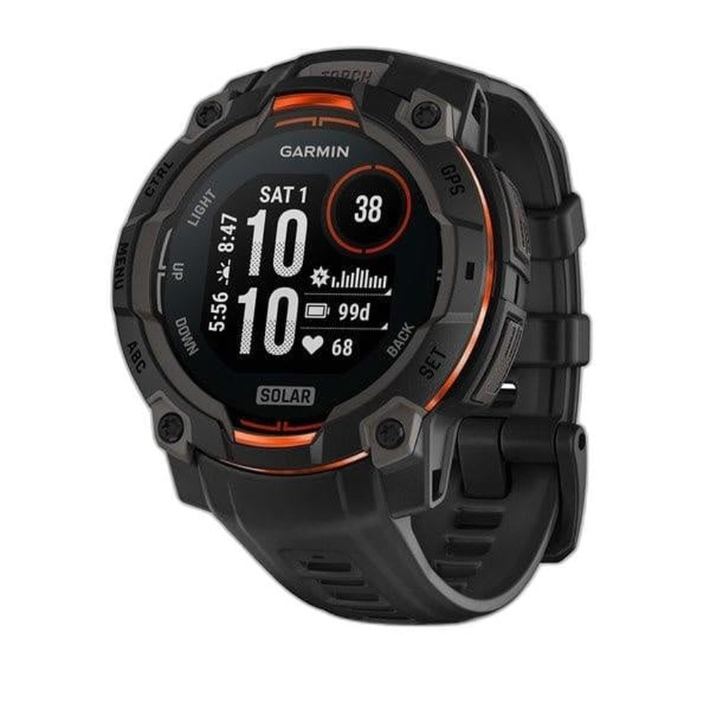 Garmin, Instinct 3 45mm Solar, Watch, Watch Color: Black, Wristband: Black - Silicone