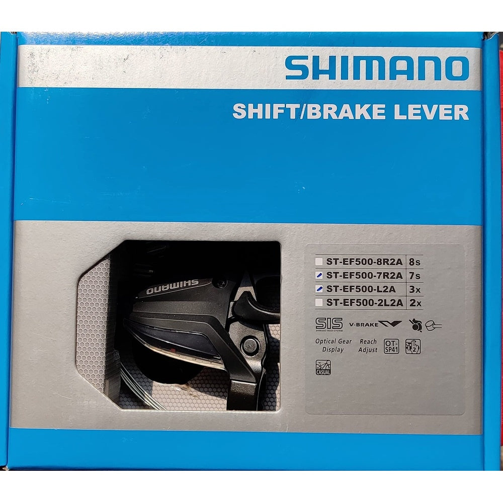 Shimano SHIFT/BRAKE LEVER SET, ST-EF500-2A, 3X7 SPEED, EZ-FIRE PLUS, 2F-ALLOY, FOR V-BRAKE, BLACK