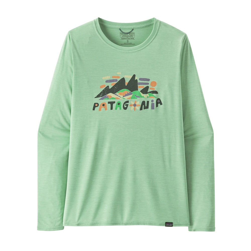 W's L/S Cap Cool Daily Graphic Shirt Fitz Roy Superbloom: Rinsed Green X-Dye M