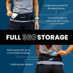 Fitletic 360 Plus black belt showing full 360 storage features including front and back pockets