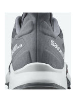 Salomon Supercross 3 men's trail running shoe in gray colorway, heel view