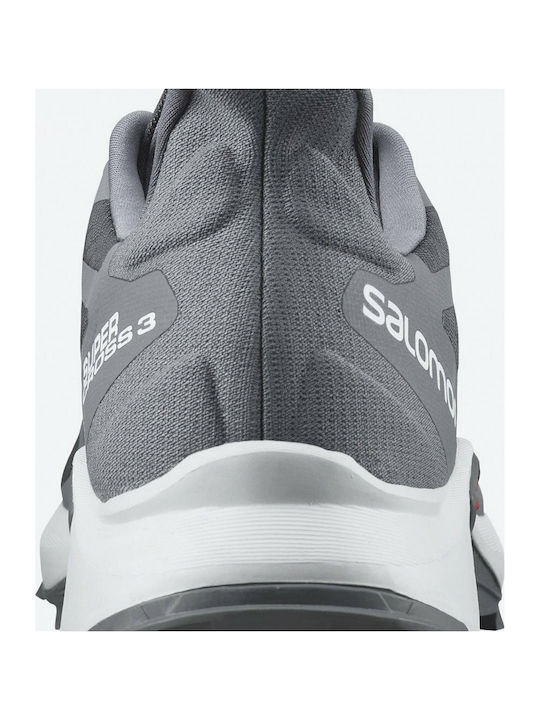 Salomon Supercross 3 men's trail running shoe in gray colorway, heel view