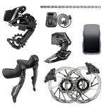 SRAM Force AXS 2X E1 electronic groupset with shifters, derailleurs, chain, brakes and charger