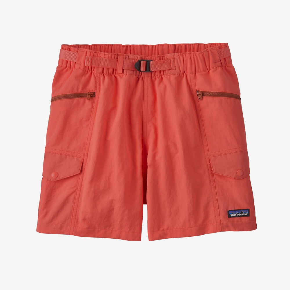 Patagonia Women's Outdoor Everyday Shorts in coral with zippered pockets and belt