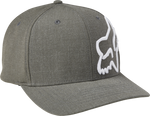 Fox Racing grey flexfit hat with white fox head logo on side