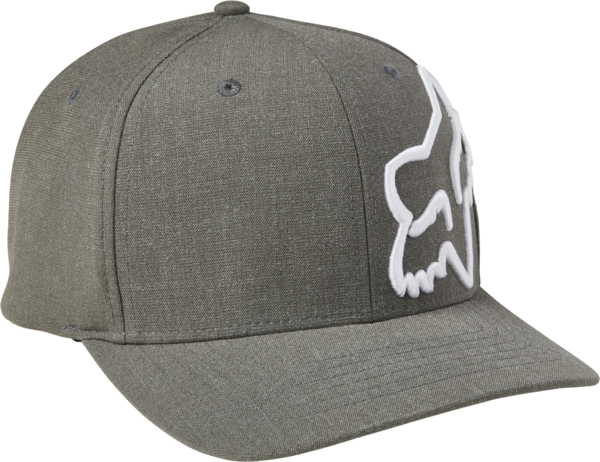 Fox Racing grey flexfit hat with white fox head logo on side