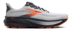 Brooks Ghost 17 men's running shoe in grey, white, and black with orange accents