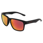 Eltin Grant sunglasses with matte black frame and red mirrored lenses on white background
