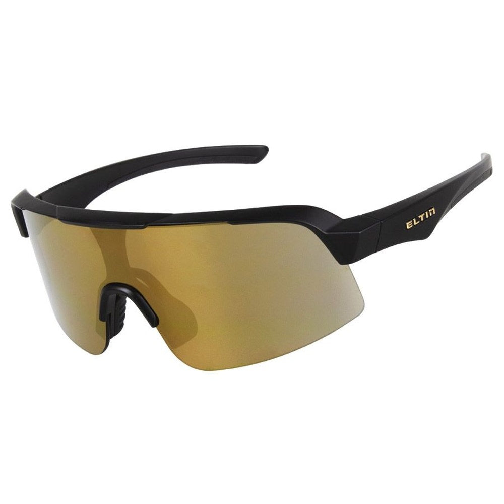 Eltin Forest sports sunglasses with matt black frame and gold mirror lenses