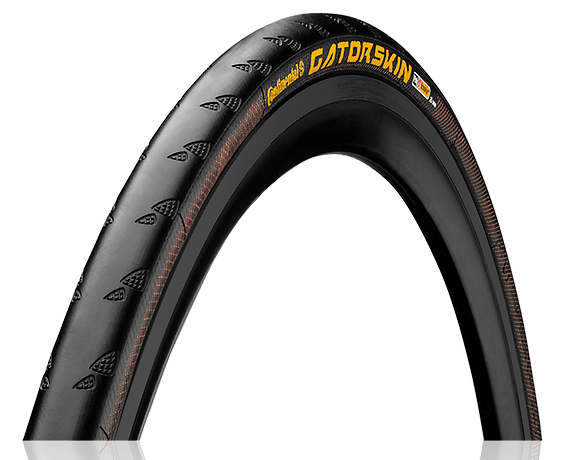 Continental Gatorskin bicycle tire in black with distinctive tread pattern