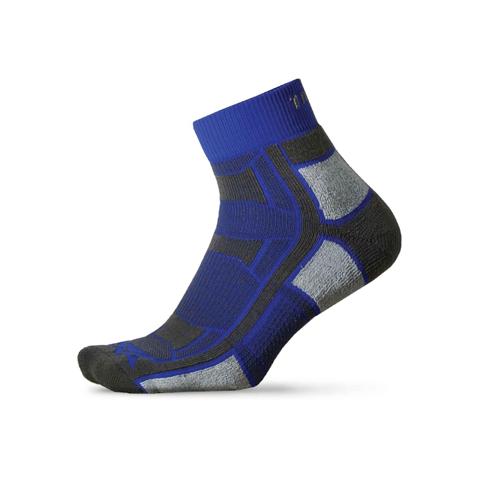 Thorlos Outdoor Athlete Quarter Sock in royal blue with gray reinforcement zones