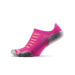 Experia No Show Tab running sock in bright pink with gray heel and toe cushioning