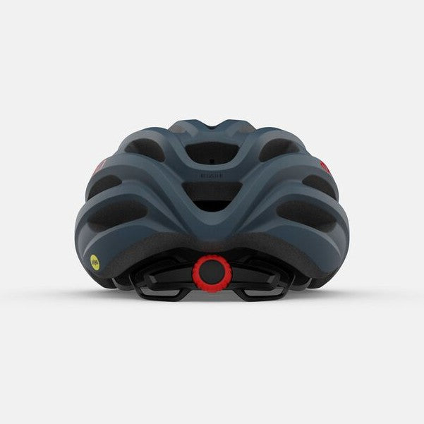 Giro Register MIPS helmet rear view showing retention system and red dial in port gray