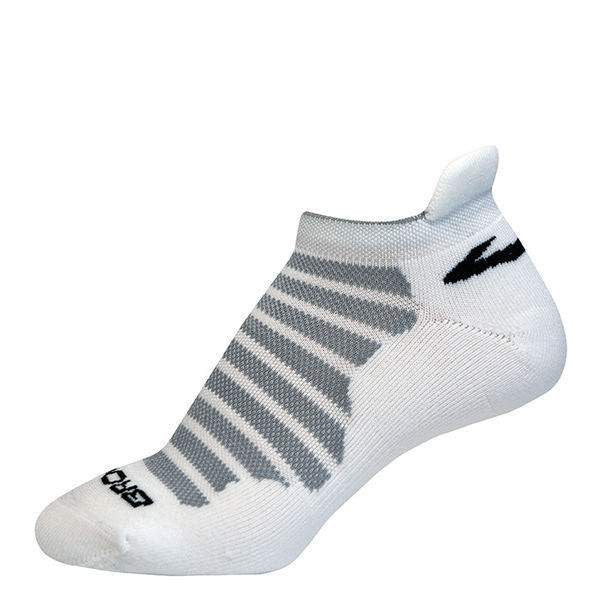 Brooks Glycerin Midweight no-show running sock in white with gray cushioned sole panel