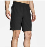 Brooks Equip 9 inch men's running shorts in black with side stripe