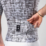 Gobik Miami TOVR Grey cycling jersey with abstract pattern and back pocket detail