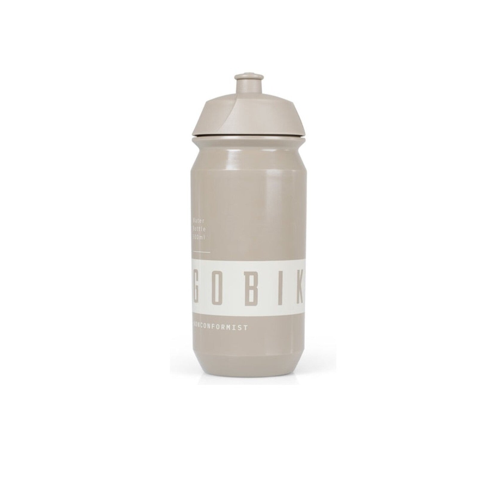 Gobik Shiva water bottle in light beige dill color with white branding
