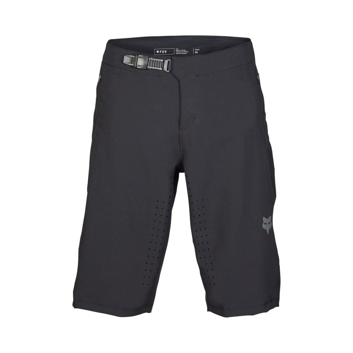 Fox Racing Defend MTB shorts in black with buckle closure and ventilation perforations