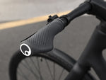 Ergon GS1 Evo handlebar grip in Moondust Grey mounted on black bicycle handlebar