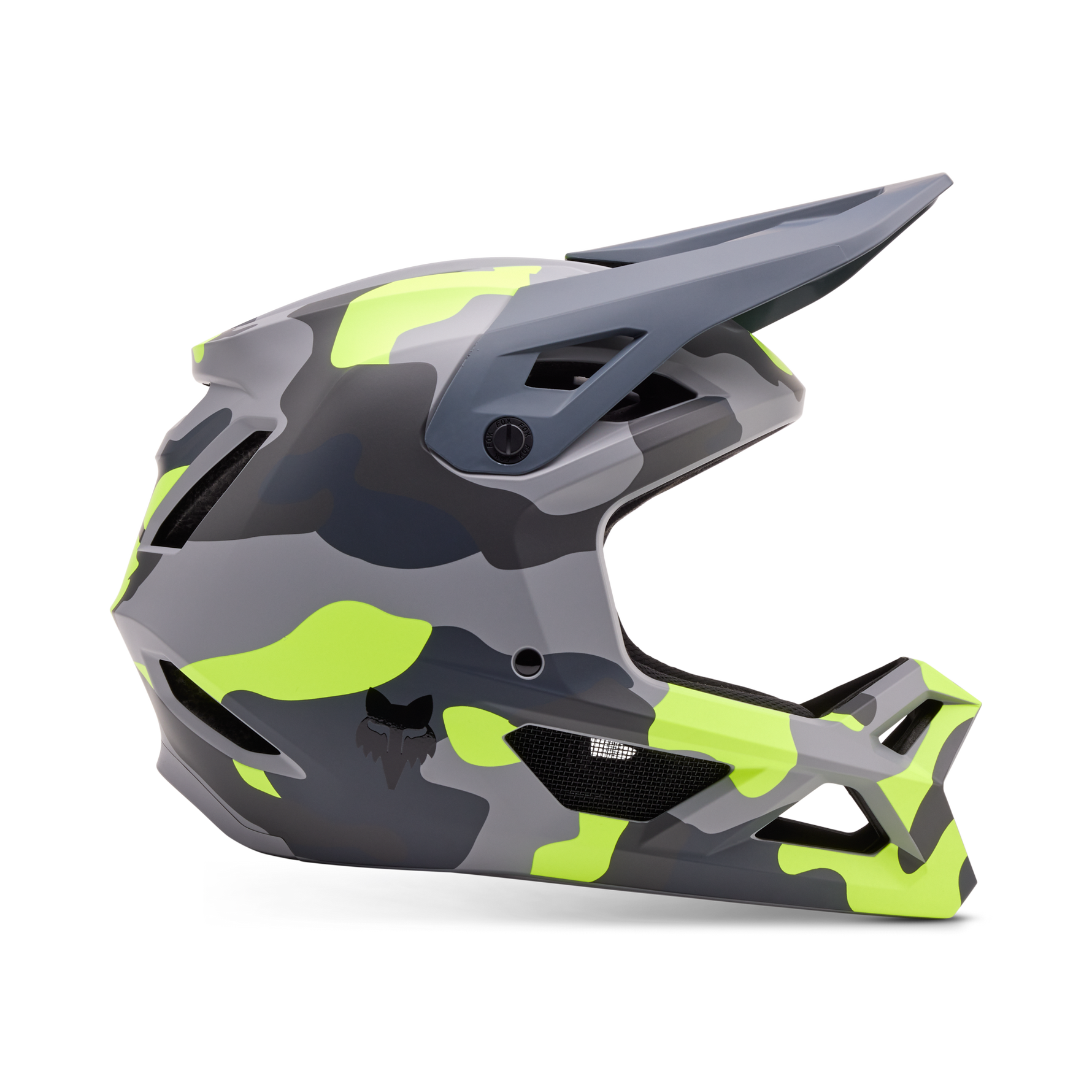 Fox Racing Youth Rampage Mountain Bike Helmet in Cascade Camo gray and neon green pattern
