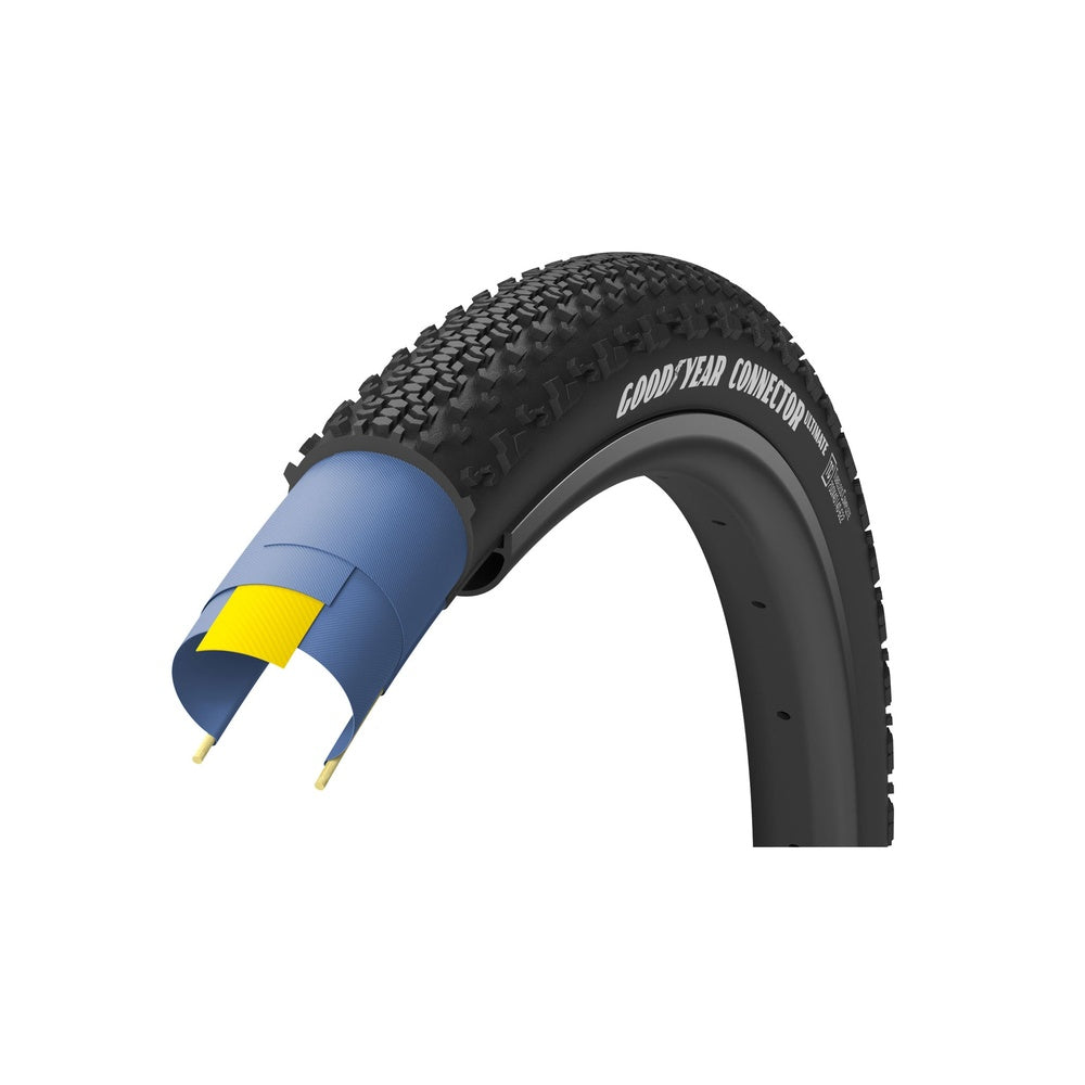 Goodyear Connector black bicycle tire with cutaway showing internal construction layers