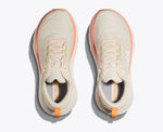 Hoka Gaviota 5 women's running shoes in vanilla cream with orange trim, top view