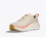 Hoka Gaviota 5 women's running shoe in vanilla cream with coral accents