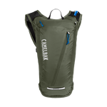 CamelBak Rogue Light hydration pack in dusty olive green with blue zipper accents