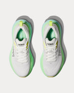 HOKA Bondi 8 women's running shoes in white with green ocean-inspired colorway