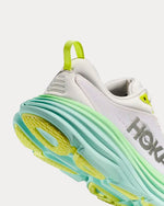 HOKA Bondi 8 women's running shoe in white with mint green sole