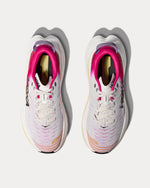 Hoka Bondi X women's running shoes in white with pink interior colorway