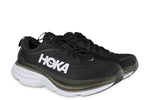 HOKA Bondi 8 running shoes in black with white midsole and HOKA branding