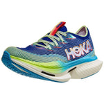 Hoka Cielo X1 running shoe in evening sky blue to lettuce green gradient colorway