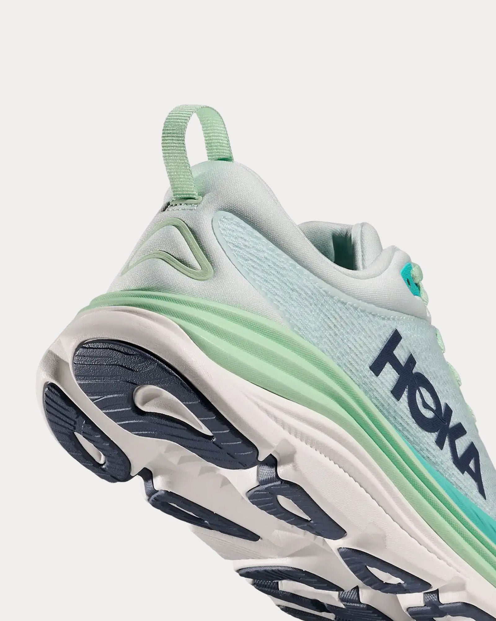 Hoka Gaviota 5 women's running shoe in snow melt/cielo blue colorway