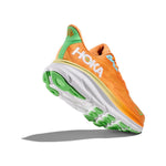 HOKA Clifton 9 men's running shoe in orange and green colorway
