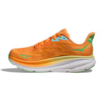 Hoka Clifton 9 men's running shoe in solar flare orange colorway