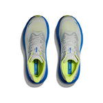 HOKA Arahi 7 men's running shoes in stardust gray with electric cobalt blue sole