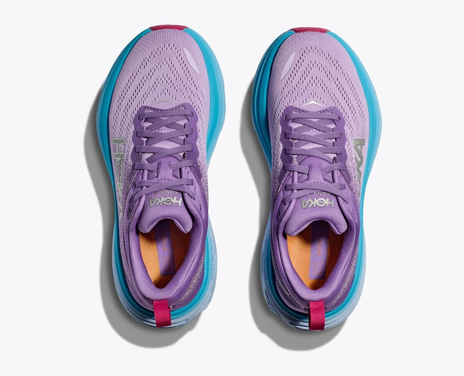 Hoka Bondi 8 women's running shoes in chalk violet and pastel lilac colorway