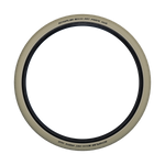 Schwalbe Fat Frank bicycle tire in white with black sidewall on clean background