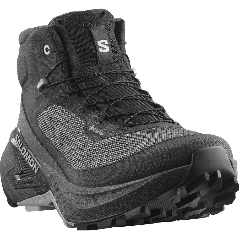 Salomon Genesis MID GTX boot in black with GORE-TEX label, three-quarter front view