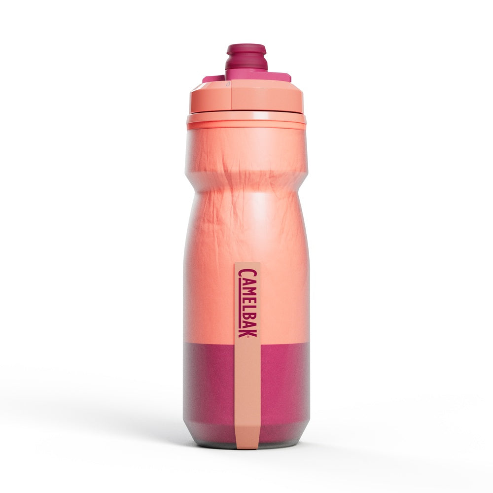 CamelBak Podium Chill water bottle in coral pink and burgundy gradient colors