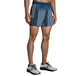 Brooks Sherpa 5 inch men's running shorts in blue with checkered pattern