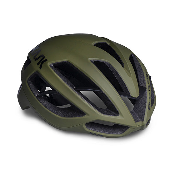 KASK Protone cycling helmet in olive green matte finish with aerodynamic design