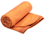 Sea to Summit Drylite Towel in orange outback color, rolled and partially unfolded