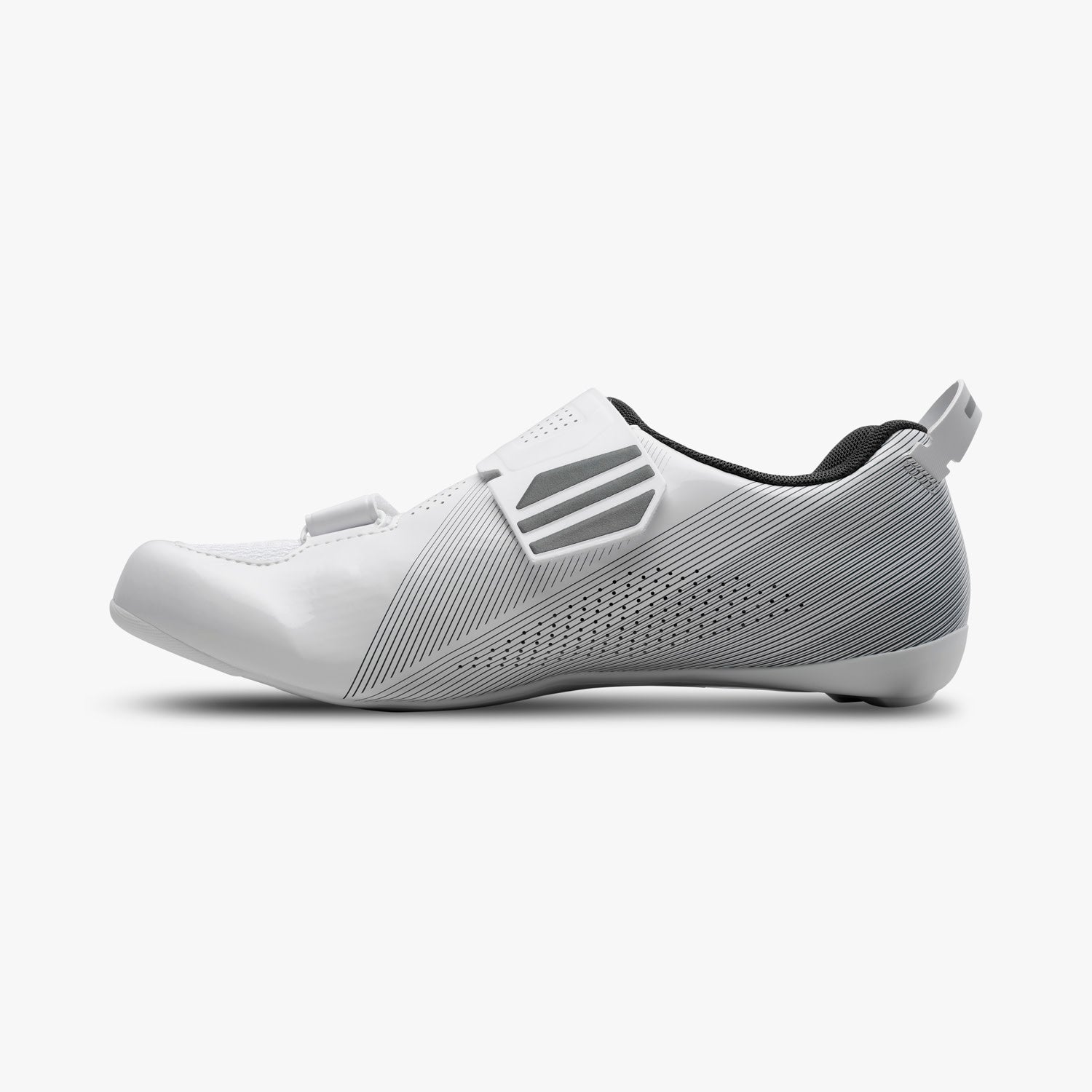 Shimano TR5 men's cycling shoe in white with gray striped pattern design