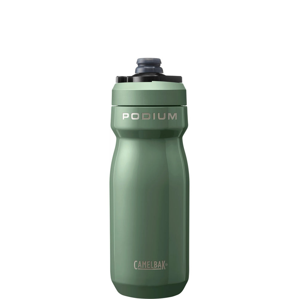 CamelBak Podium Steel 18oz insulated bike bottle in sage green with sport cap