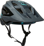 Fox Racing Speedframe Pro mountain bike helmet in slate blue with teal accents